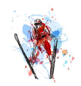 自由式滑雪大跳台画图片