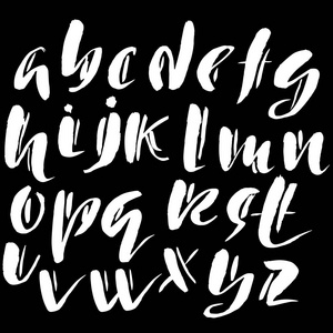 手绘制的字体由干画笔描边.grunge 风格字母表照片