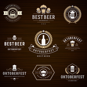 啤酒节，啤酒节，啤酒节标签，徽章和标志套装