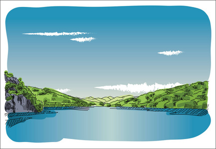 湖素描图片-湖素描素材-湖素描插画-摄图新视界