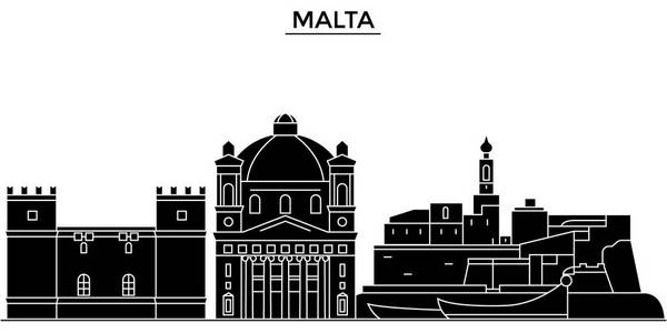 马耳他建筑矢量城市天际线 旅行城市标志性建筑，建筑，景观孤立的目光投向背景