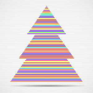 抽象的圣诞树上五颜六色的线条。矢量插图。Eps 10