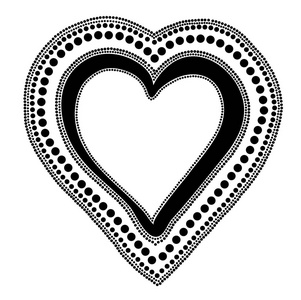 黑色和白色的装饰心向量插图