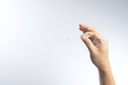 妆抹片检查用棉签手照片