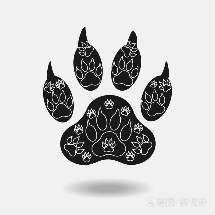 带阴影的狗爪在白色背景向量上的分离插画-正版商用图片0ffr8r-摄图新
