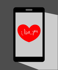 手机屏幕上的心脏情人节