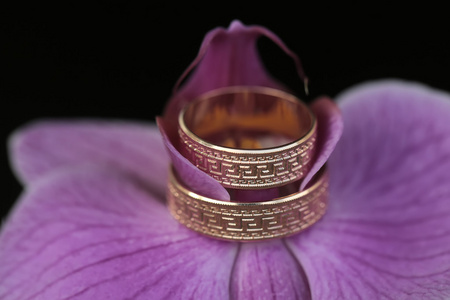结婚戒指和兰花
