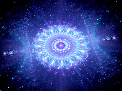 星河能源蓝色发光曼荼罗与景照片
