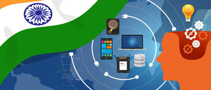 印度 It 信息技术数字基础结构连接业务数据通过使用计算机软件电子创新的互联网网络