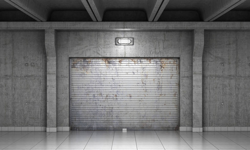 建筑的混凝土的卷帘门照片