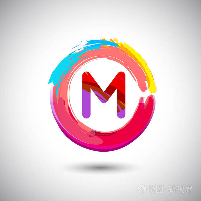 m彩色字母徽标矢量插图