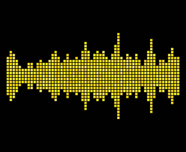 黄色方形声音音乐波浪均衡器剪影被隔绝在