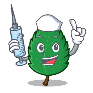 护士薄荷叶字符卡通照片