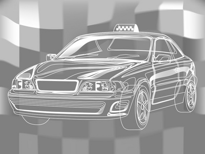 的士矢量手淹没的士车素描,矢量计划图照片