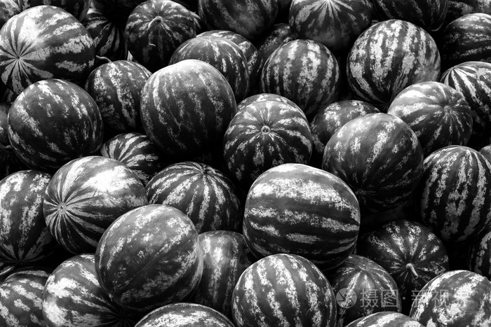 从堆西瓜黑色和白色的屏幕保护程序