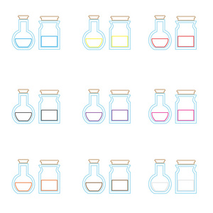 各种颜色液体大纲图标 eps10 科学实验室玻璃烧瓶