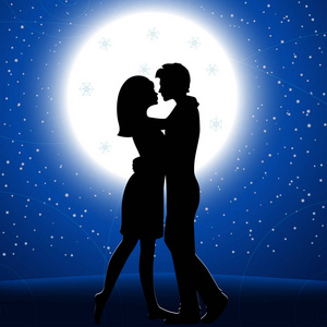 在月亮上的男人男人和女人在月亮上拥抱照片