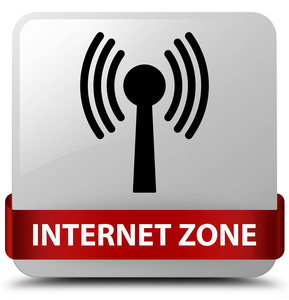 互联网区域 wlan 网络 白色方形按钮红色丝带在 m