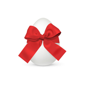 复活节彩蛋与红色弓隔绝在白色背景, 向量例证