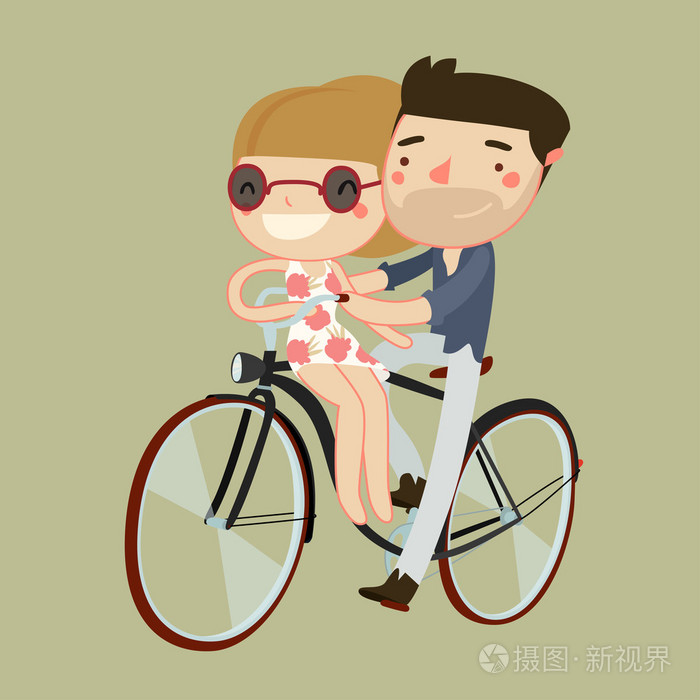 骑单车的情侣头像图片