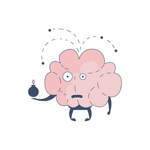 脑爆炸漫画人物代表智力和智力活动的人类心灵卡通平面矢量图照片