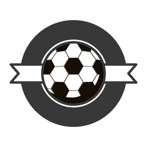 与足球和丝带在中间灰度会徽
