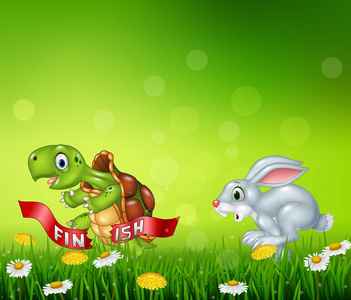 卡通龟赢兔子赛跑图片