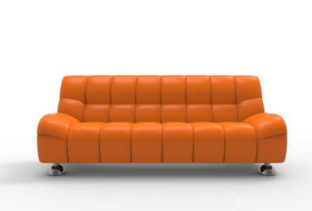 橙色的沙发前视图