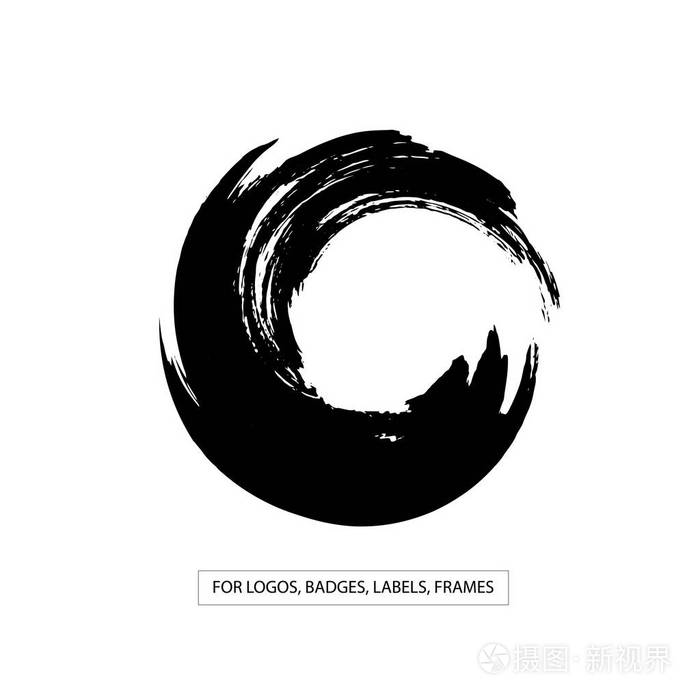 手绘grunge 圆圈形状.标签, 标识设计元素, 框架.画笔抽象波.矢量图
