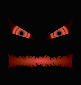 黑色万圣节邪恶的脸上的血盆大口照片