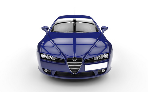 蓝紫色车前面宽镜头照片