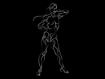 三维插图,轮廓曲线嘟嘟曲线轮廓观赏无缝图案人体的曲线轮廓抽象三维