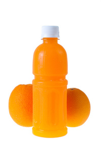 瓶和旁边它隔绝在白色橙色的桔子汁