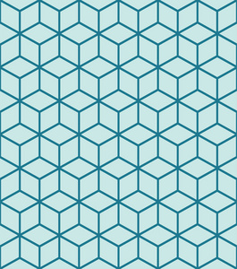 无缝蓝绿松石立方体等距背景图案矢量格式