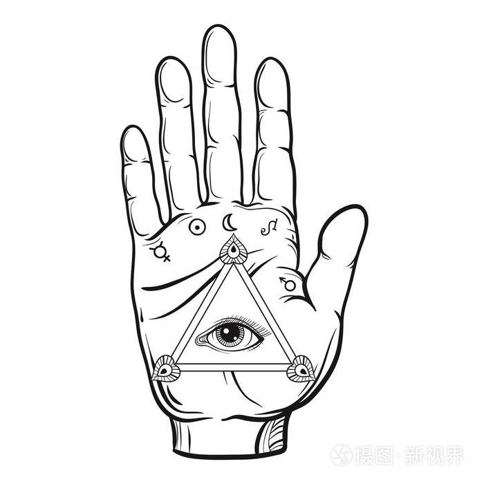 矢量财富出纳员手绘用手绘制全视之眼