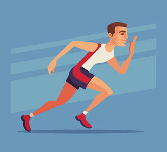 赛跑者体育人性格跑得快。矢量平面卡通插画