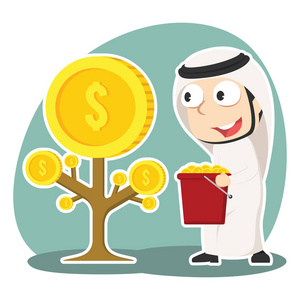 阿拉伯商人收获钱币树