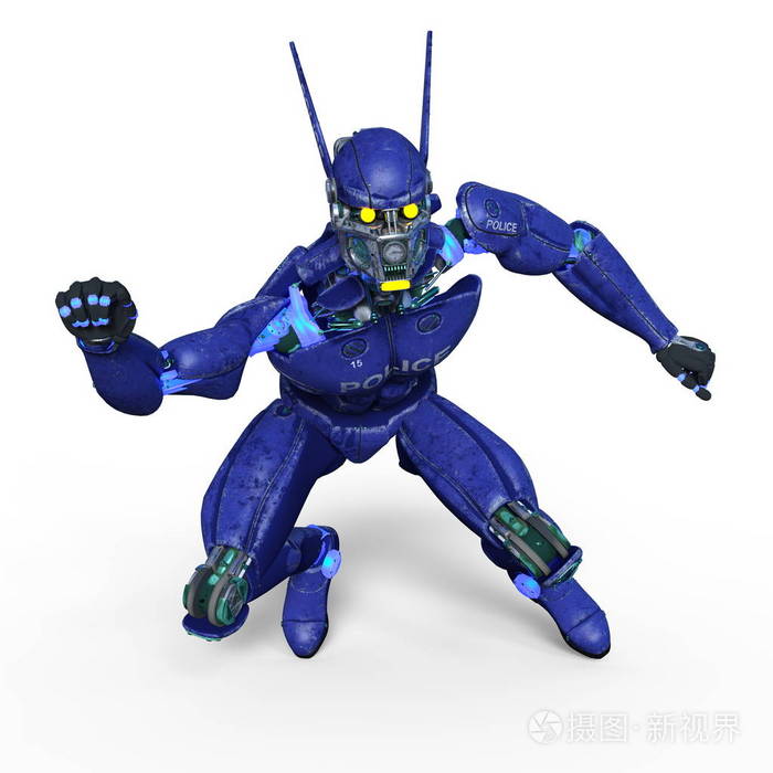 机器人警察3d Cg 渲染机器人警察