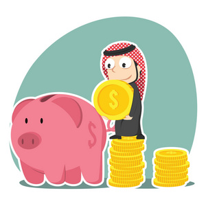 阿拉伯商人存钱存钱罐