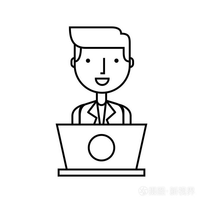 商务人士用的笔记本电脑插画-正版商用图片0fholr-摄图新视界