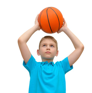 小男孩与篮球孤立