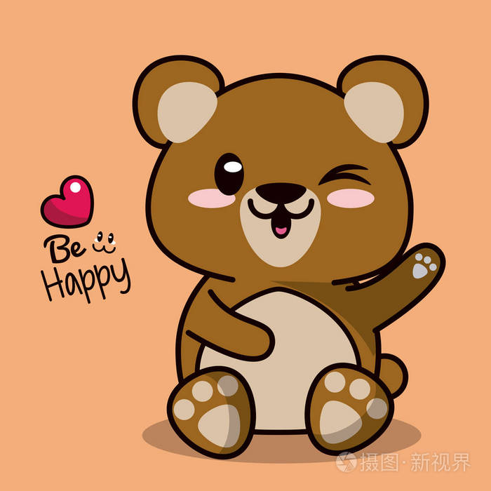 色彩背景与可爱的可爱动物熊表达眨眼眼