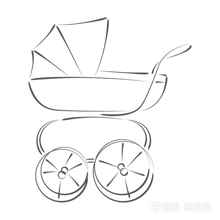 草绘的婴儿童车推车