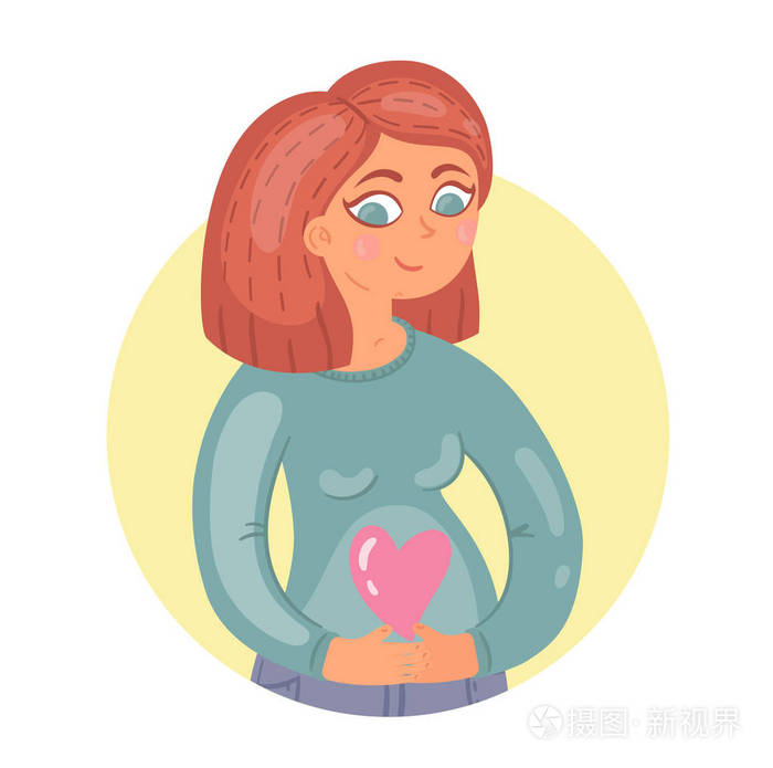 可爱的怀孕妇女向量例证.这个插图是伟大的明信片关于怀孕的沟通