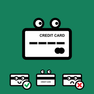 可爱的信用卡矢量图标集