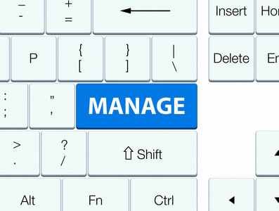 管理蓝色键盘按钮