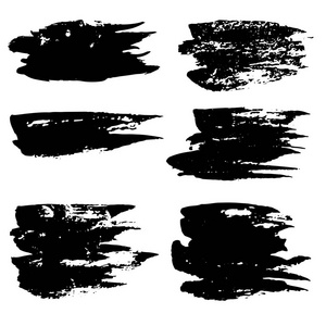 手绘黑色画笔.handdrawn 干刷黑涂片.现代矢量插图照片