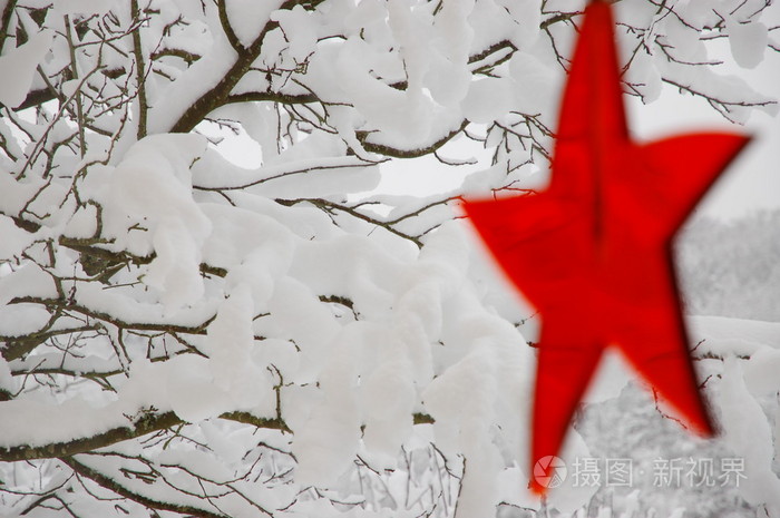 红星在雪中
