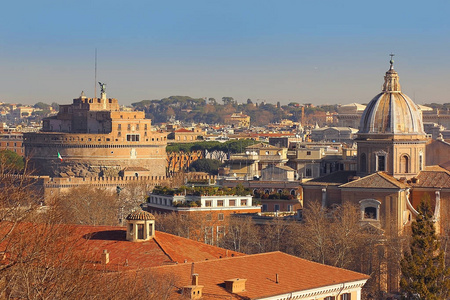 罗马的历史中心的看法从 Janiculum 山的高度, 是其中一个最佳的地点罗马与它的圆顶和钟楼, 意大利的风景景色