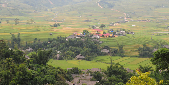 在沙巴稻田之间苗族村